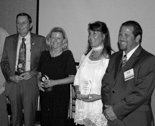 Hall of Fame Induction Ceremony: Bill Pancake; Terri Wallace, accepting on behalf of her Great Aunt Irene Crum, 2015 Inductee; Tracy Miller, accepting on behalf of Angelo Koukoulis, 2015 Inductee; Jerry Brienza