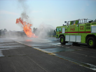 Fire training exercise at the Mid Ohio Valley Airport in Parkersburg